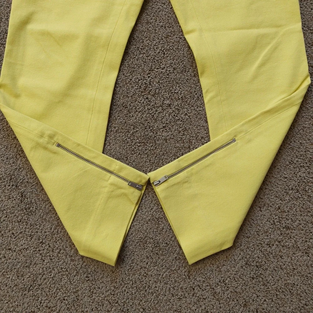 COS Womens Yellow Slim Leg‎ Side Zip Ankle Zip Trousers Pants Size 8 Stretch